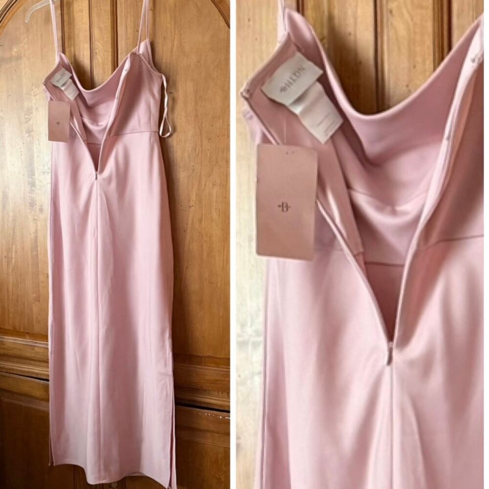 BHLDN cali satin midi slip dress blush pink cowl neck slit hemsize 6 NWT - Picture 14 of 15